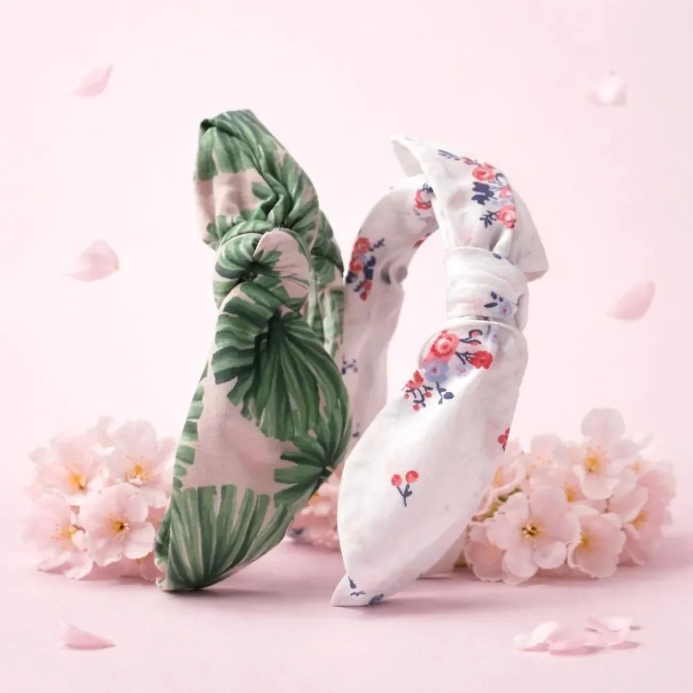 NWT Janie and Jack Toddler/Girls Two Green White Floral Headbands Bow